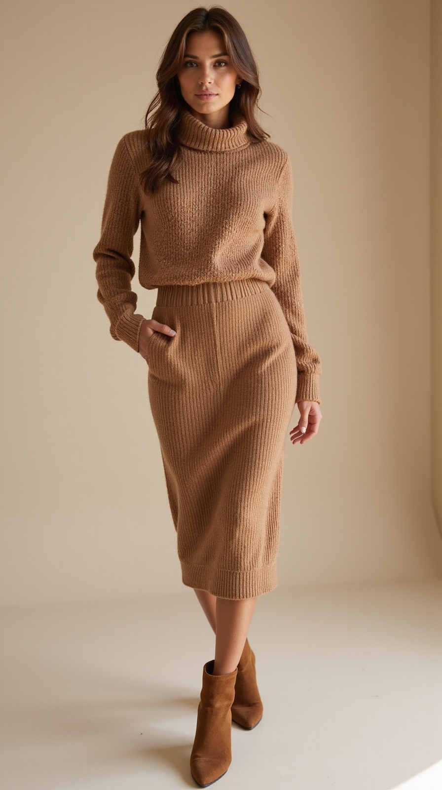 monochrome ribbed knit set