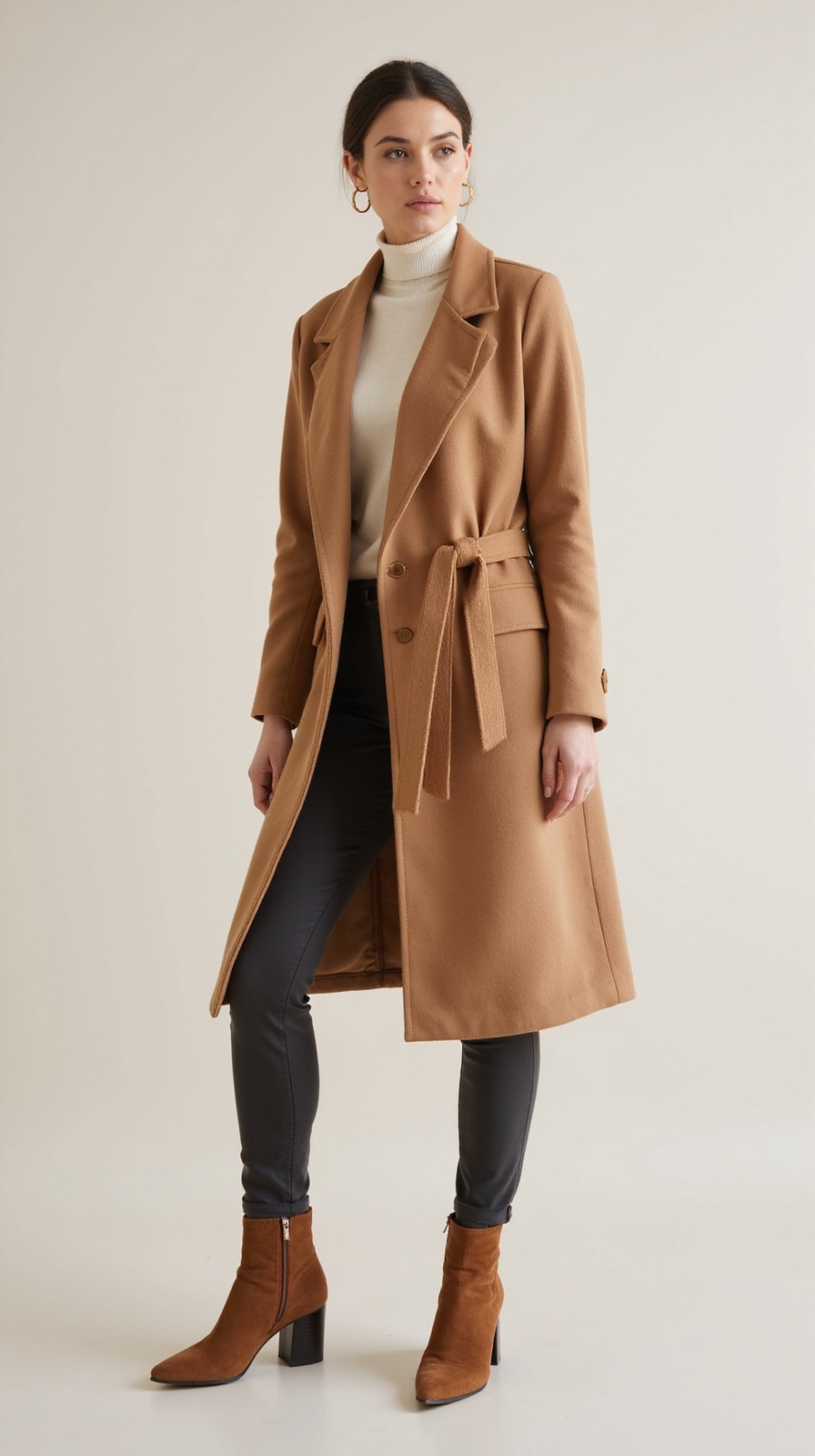 monochrome wool coat ensemble