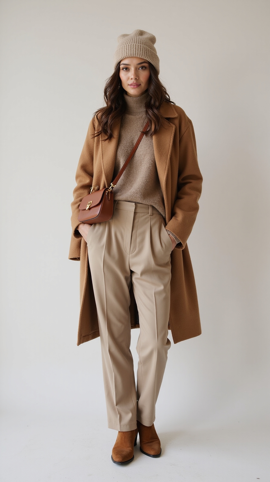 neutral layered textured winter chic
