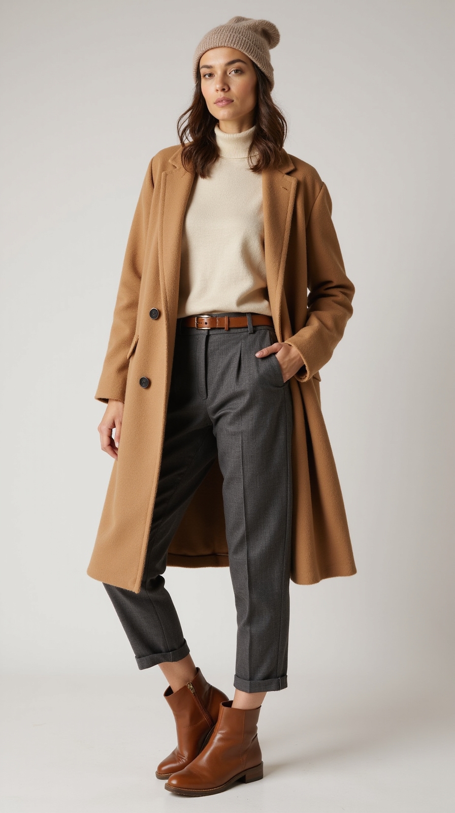 neutral tailored layered winter essentials