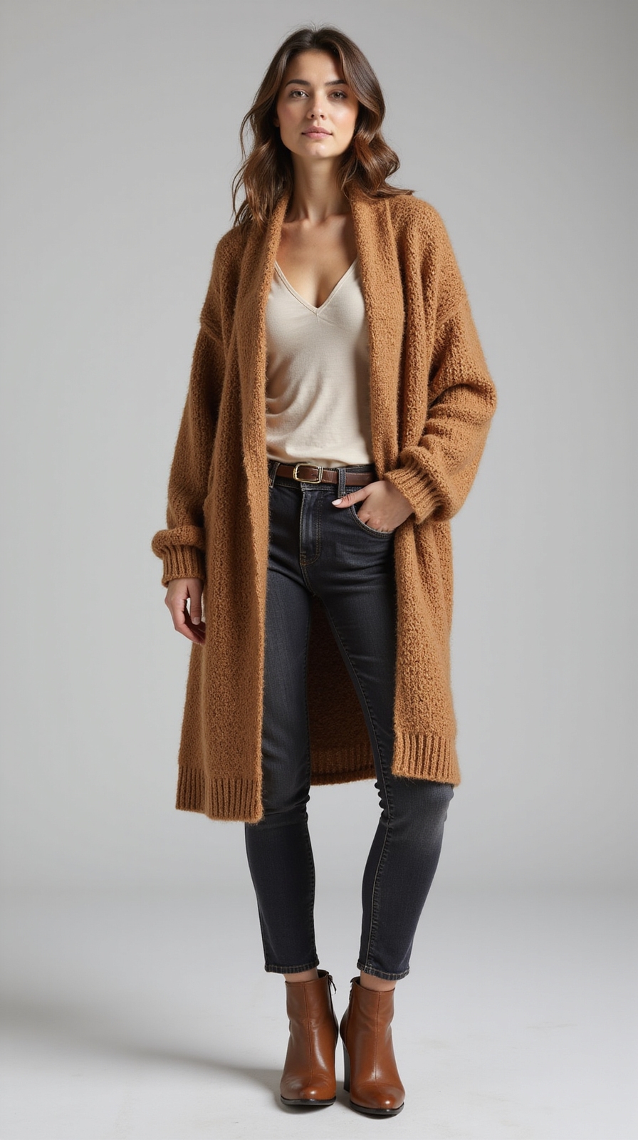 oversized cardigan slim jeans