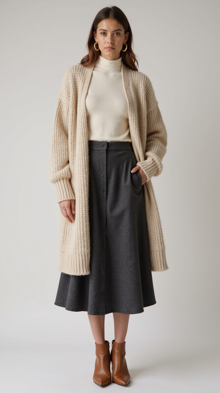 oversized cardigan with midi
