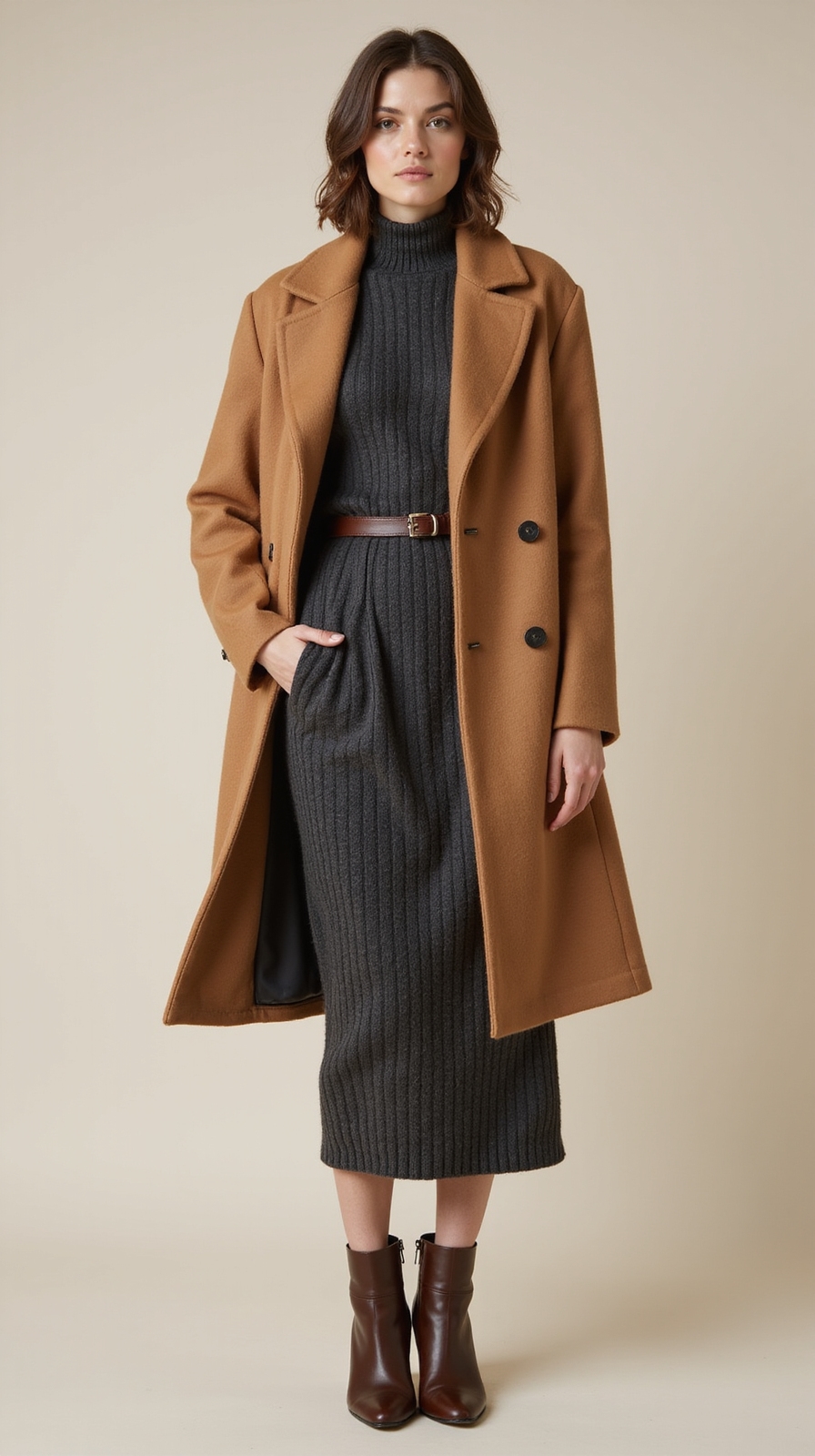 oversized coat fitted knit