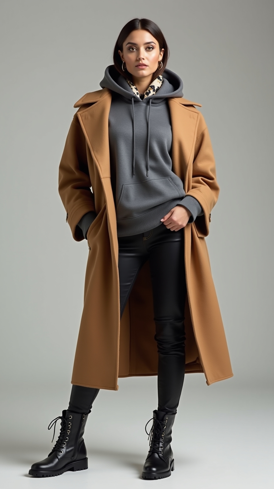 oversized hoodie meets tailored coat