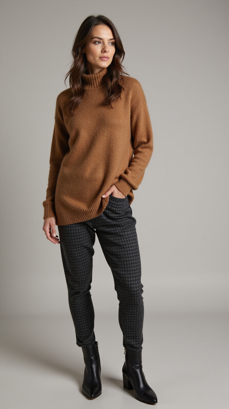 patterned leggings solid turtleneck