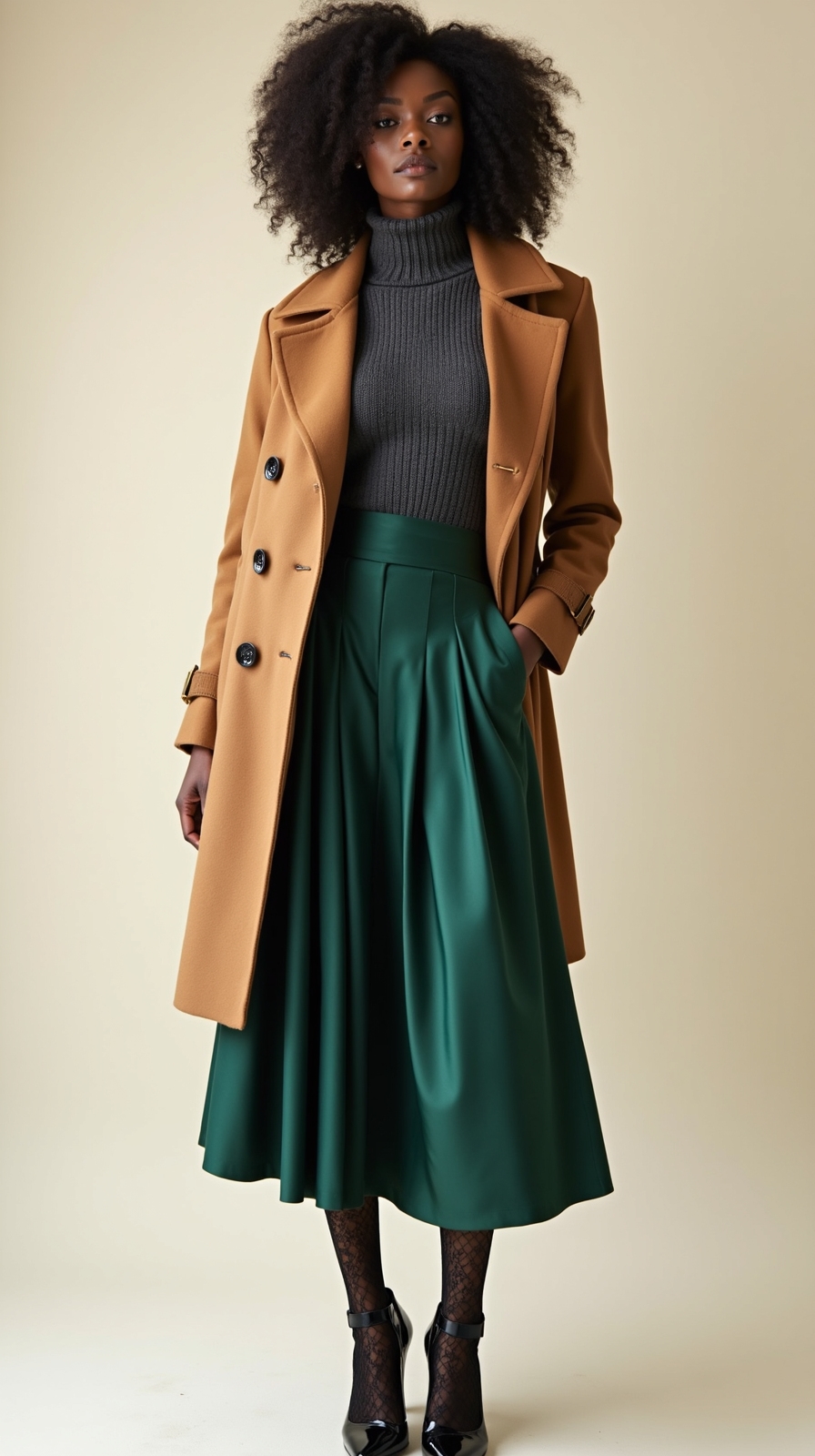 patterned tights with midi skirts