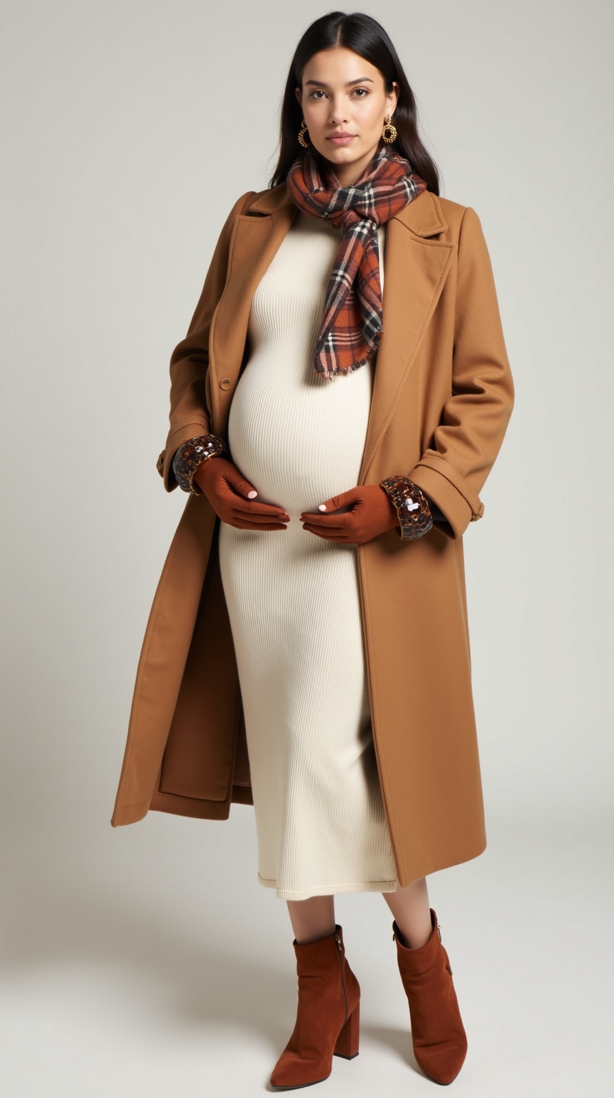 polished layered maternity accessory styling