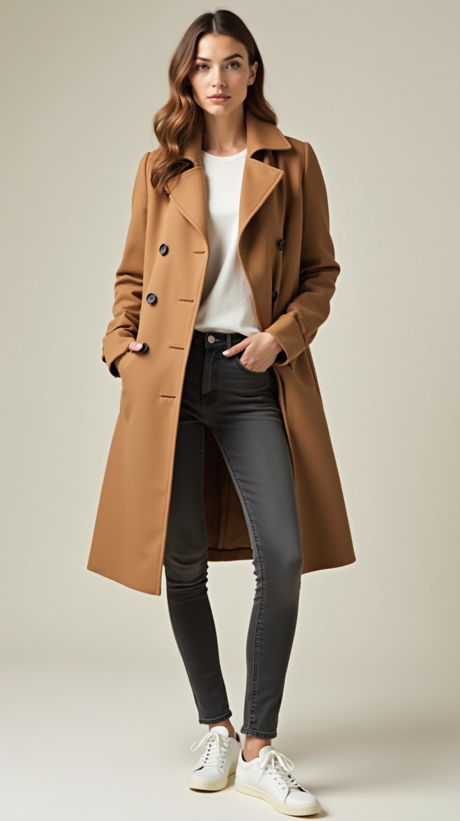 polished overcoat casual sneakers