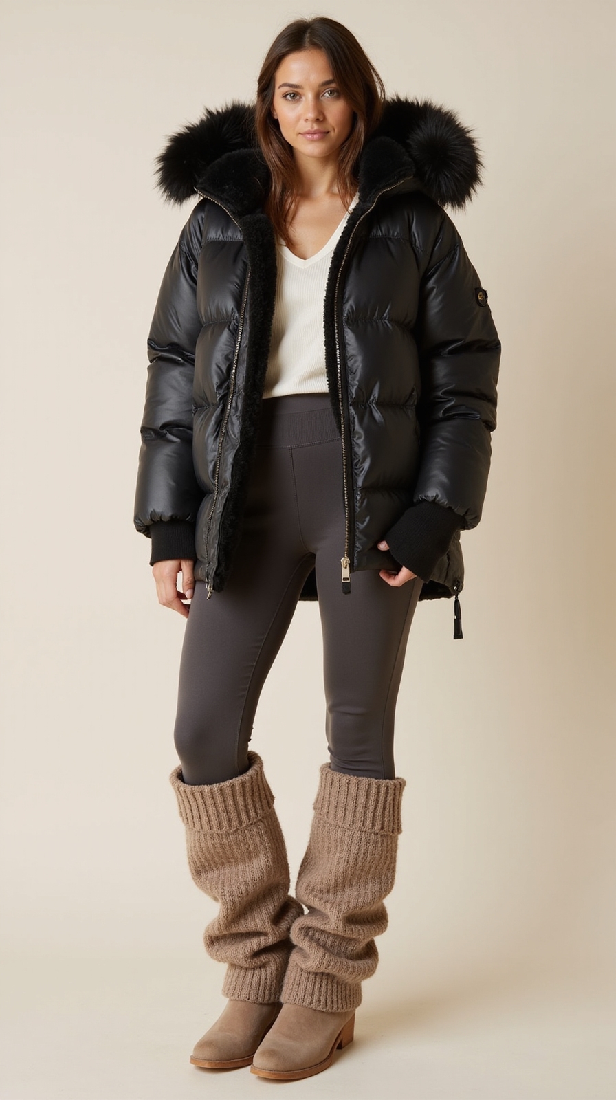 puffer jacket with leggings