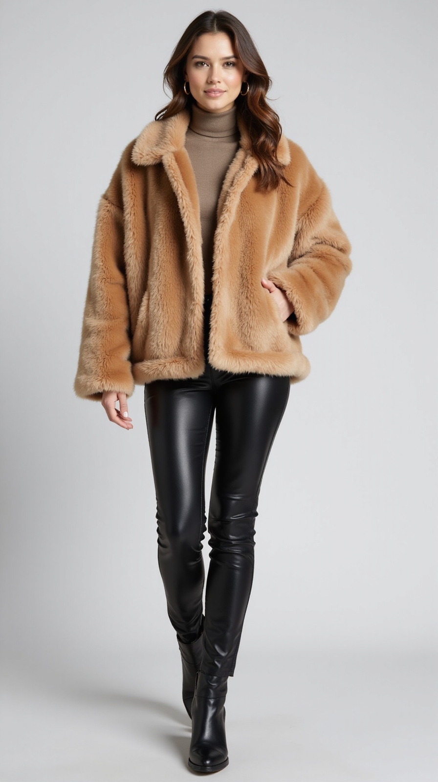 quilted leggings faux fur jacket