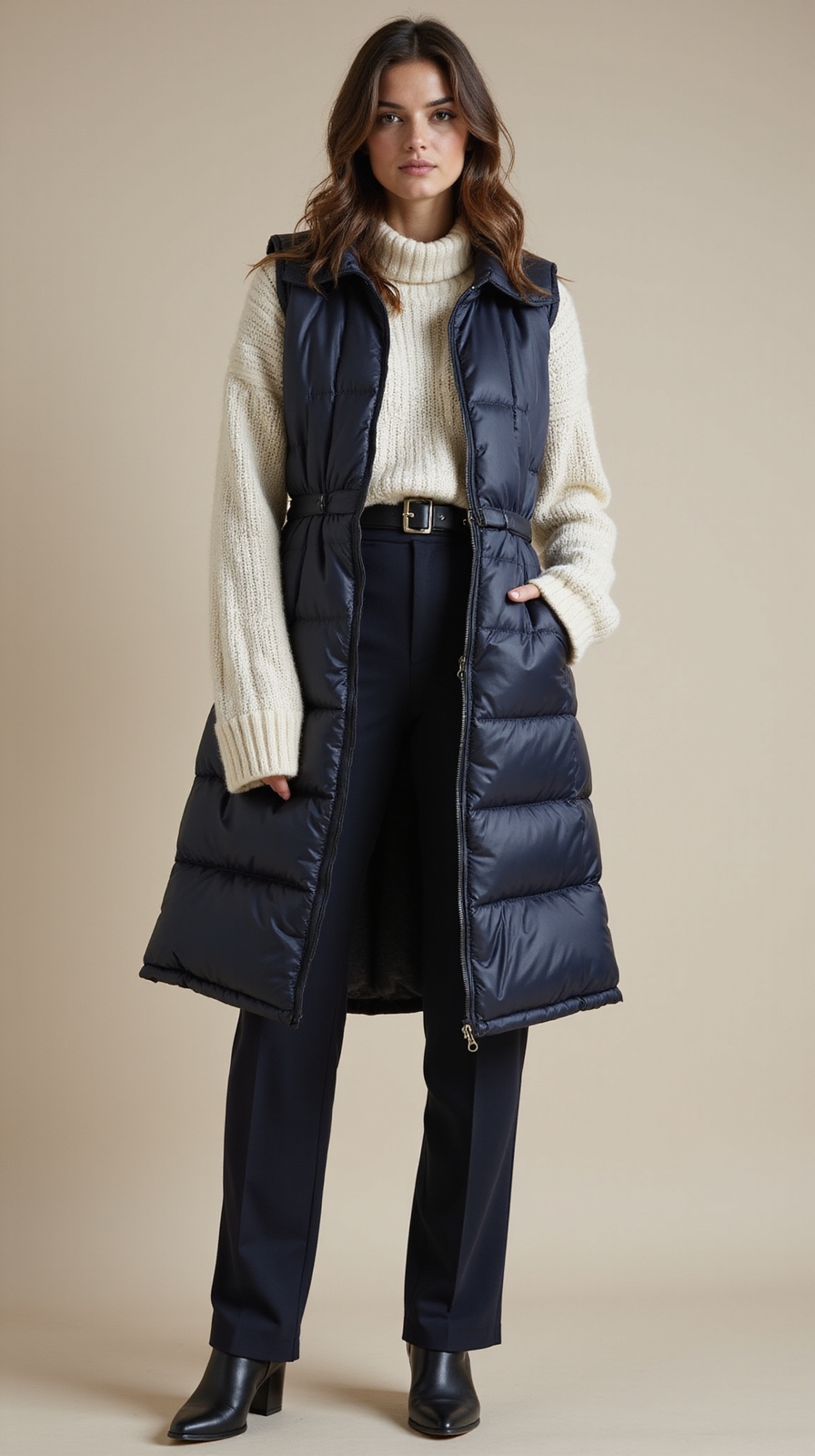 quilted vest over sweater