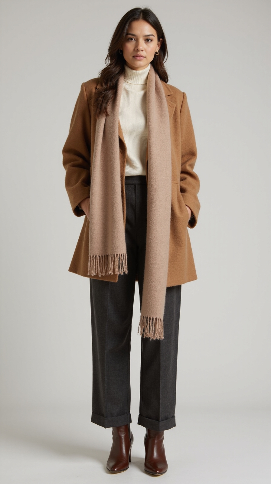shacket with wrapped scarf