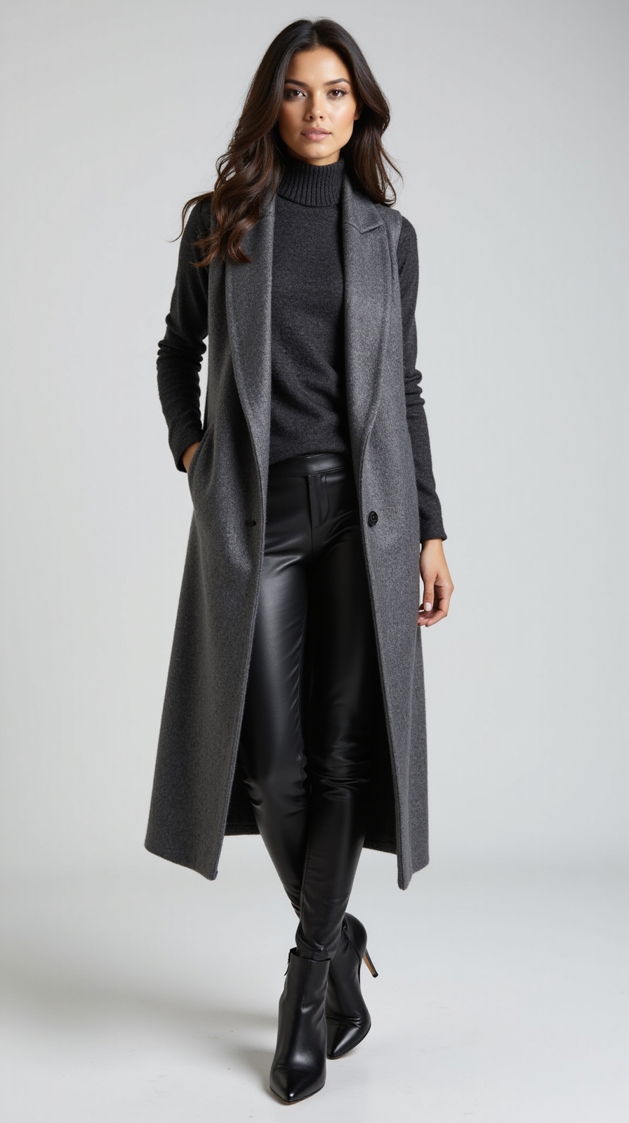 sleek monochrome vest ensemble