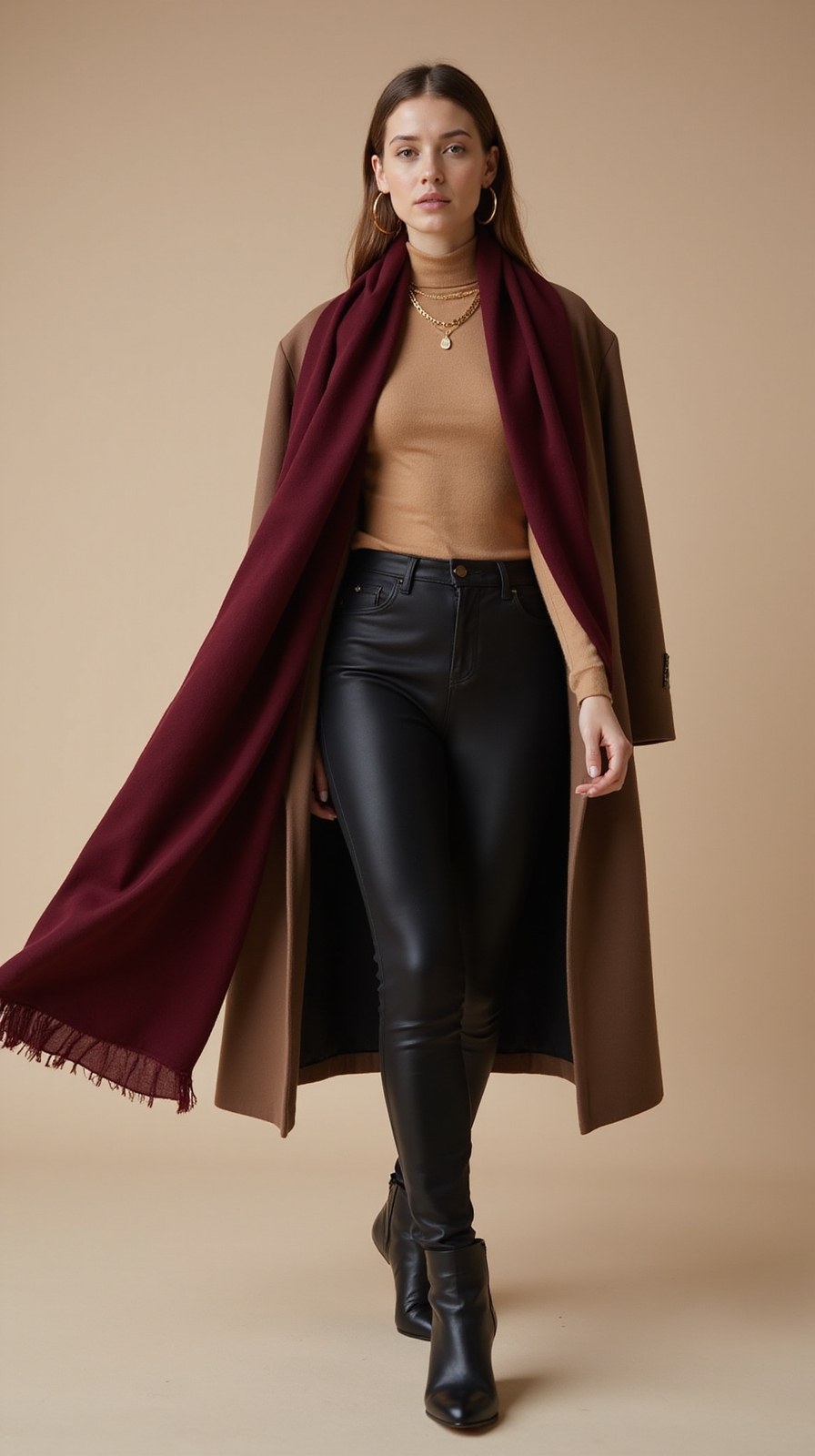 statement scarf minimal jewelry