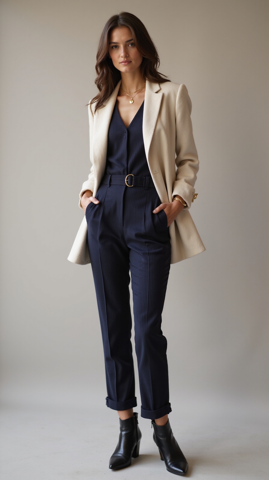 structured jumpsuit with blazer