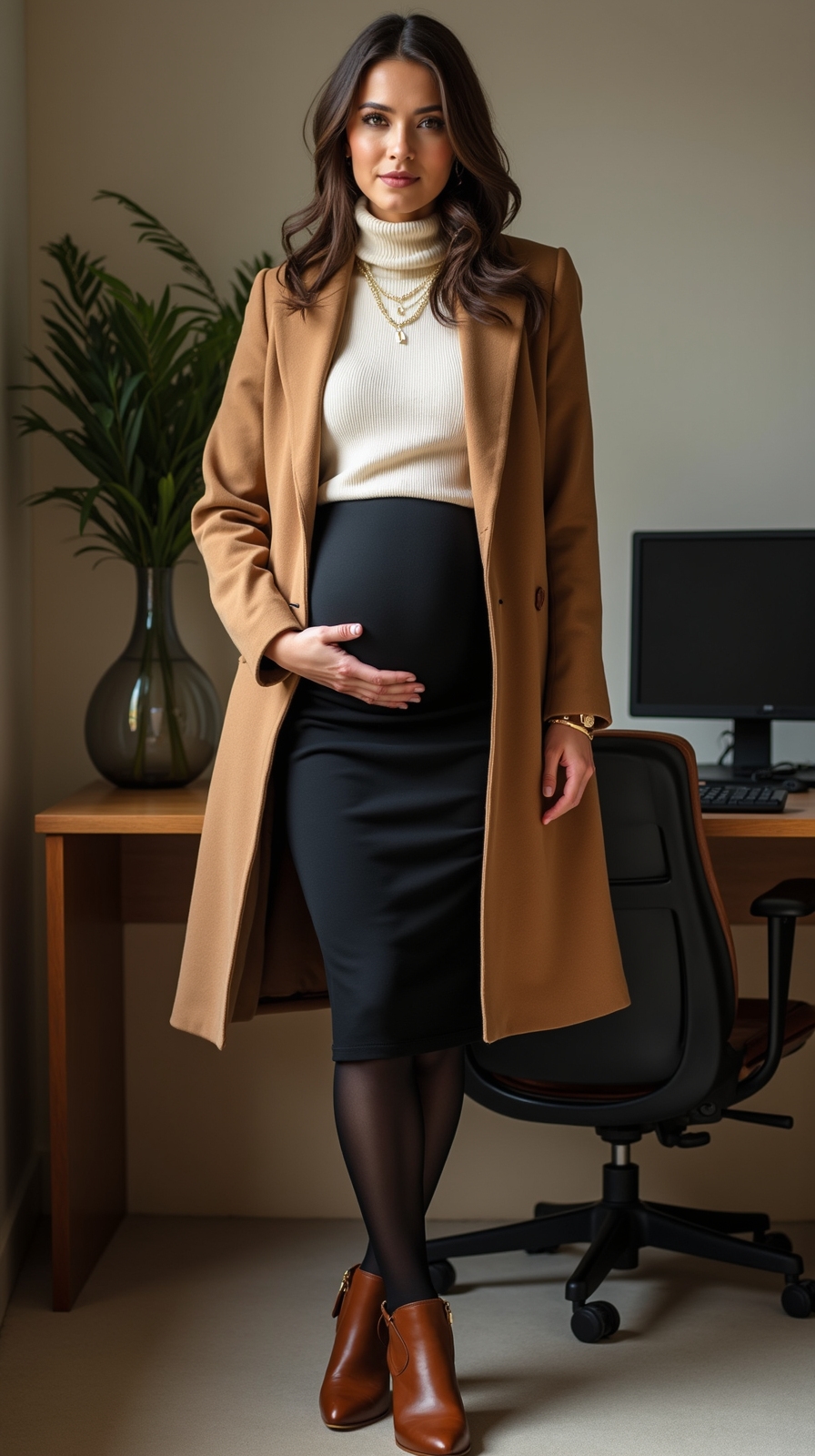 structured layered maternity workwear