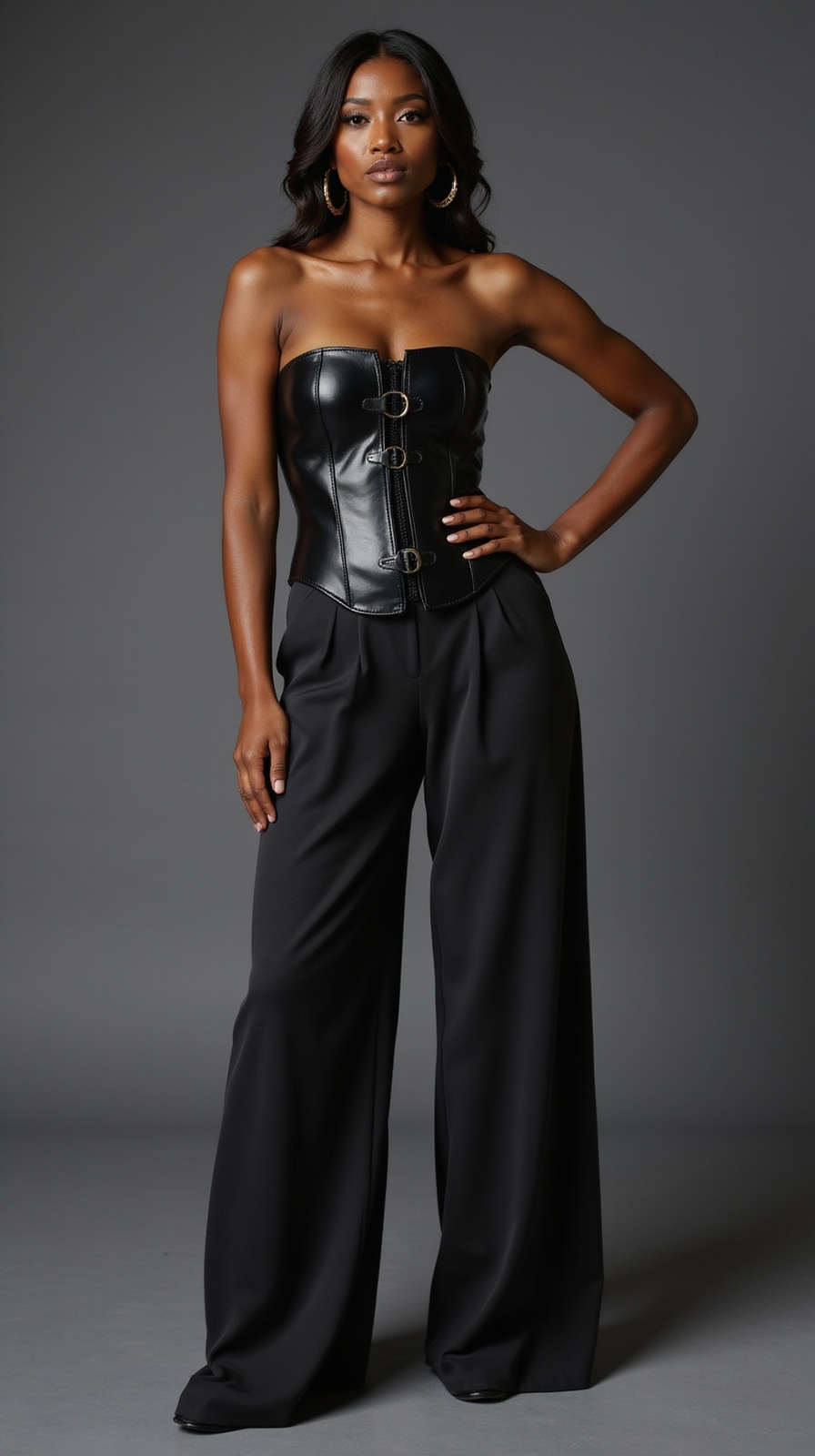 structured leather corset ensemble