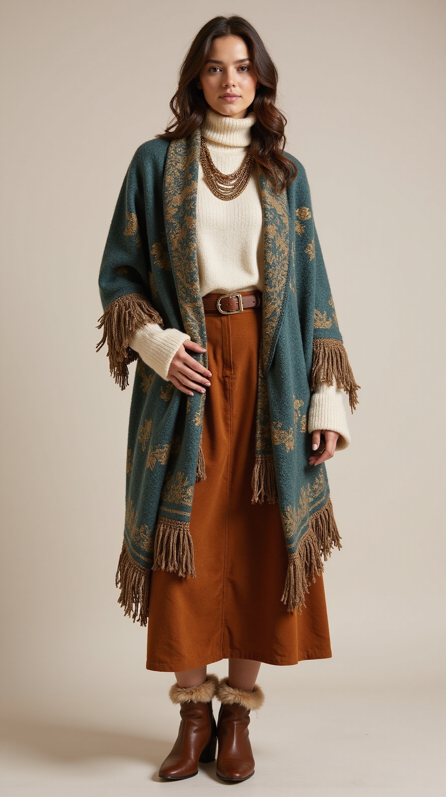 suede knit asymmetrical statement shawl
