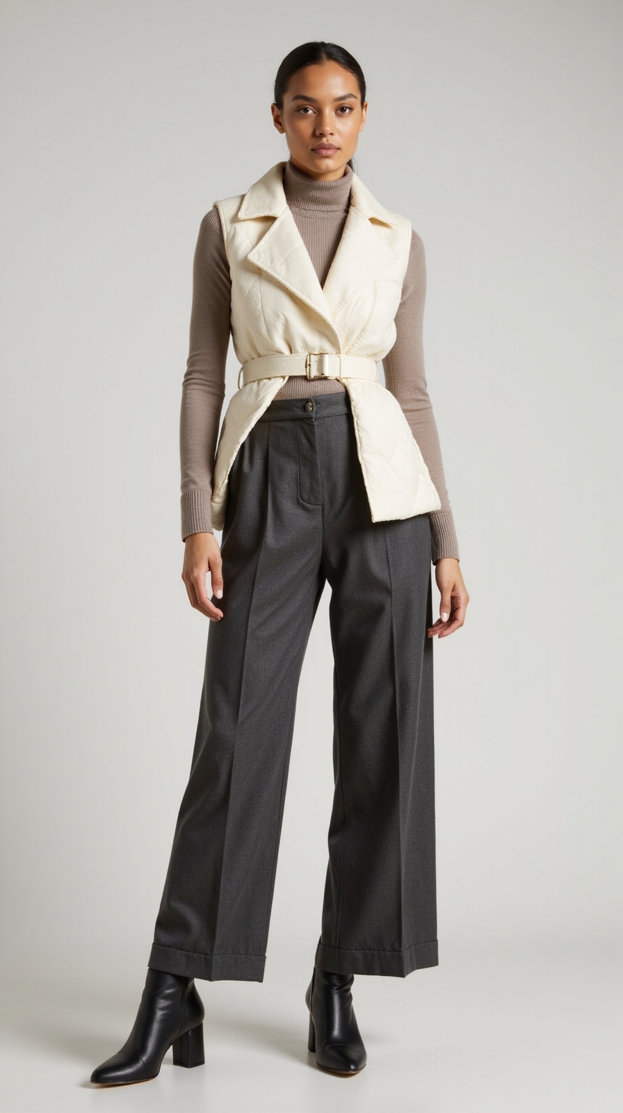 tailored vest wide trousers
