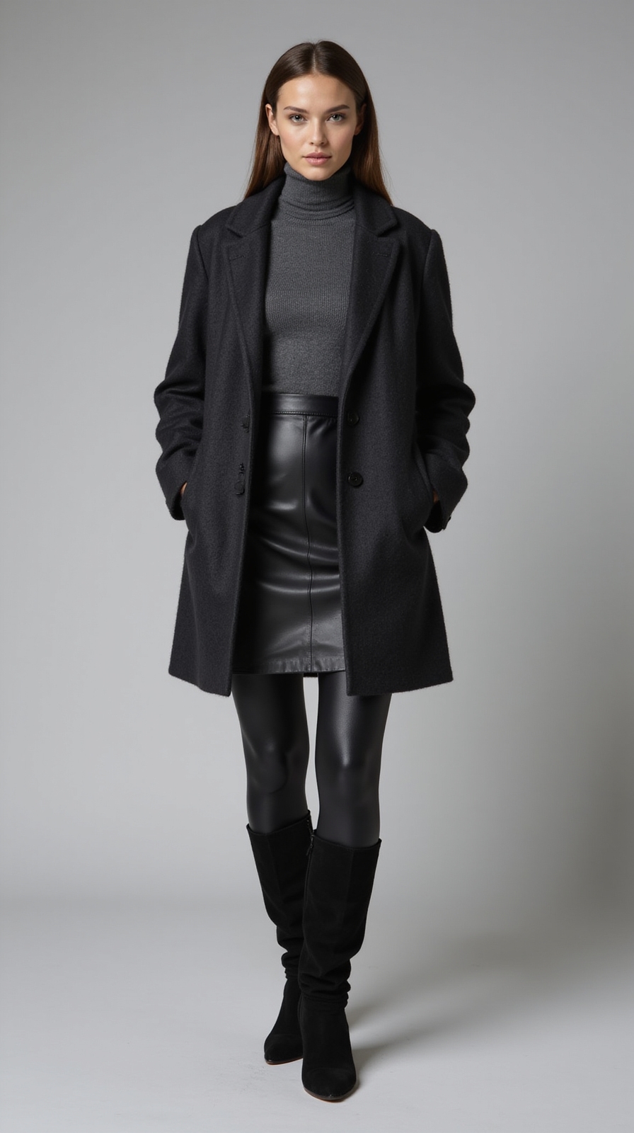 textured monochrome winter layering