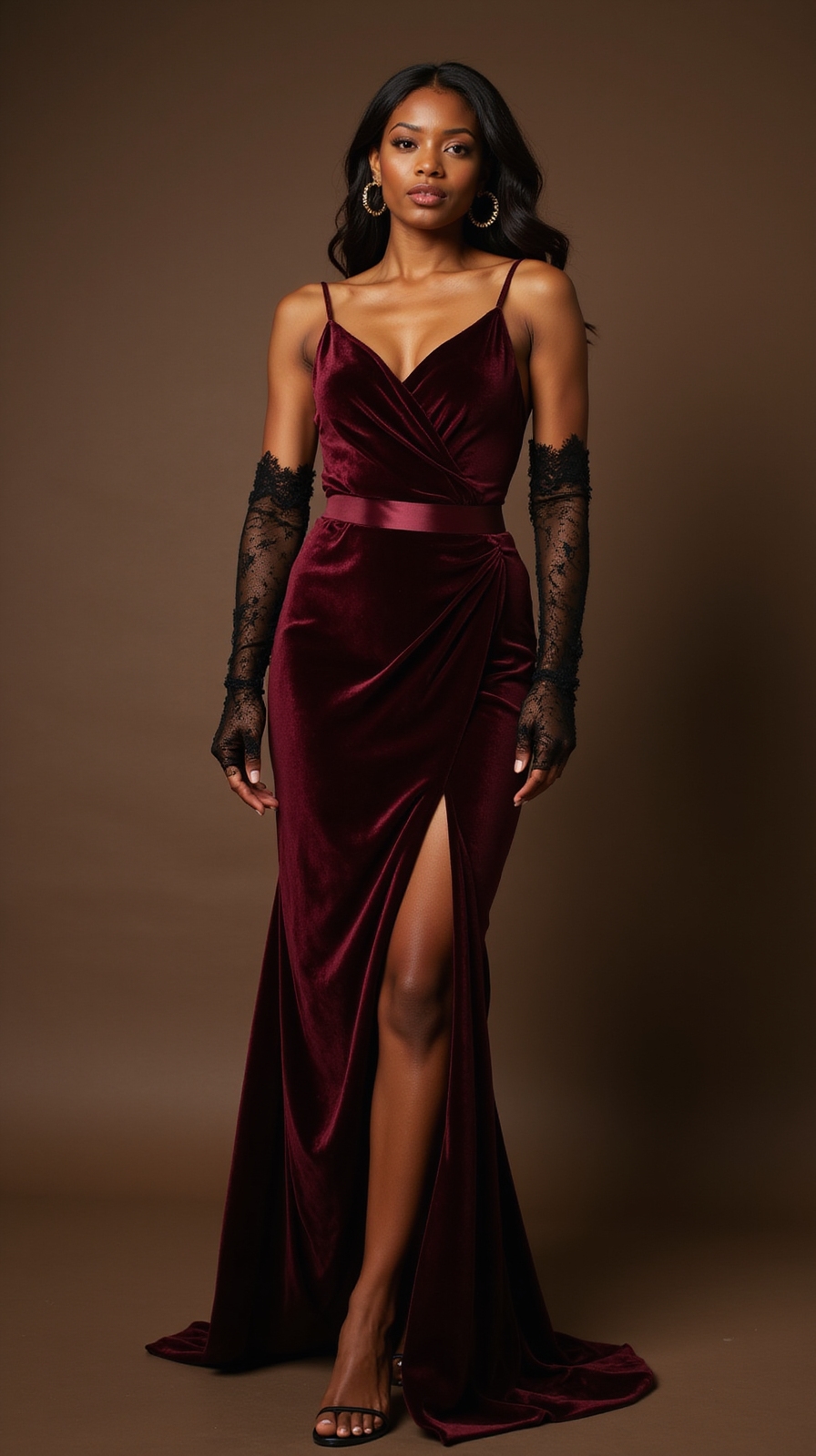 velvet slip with gloves