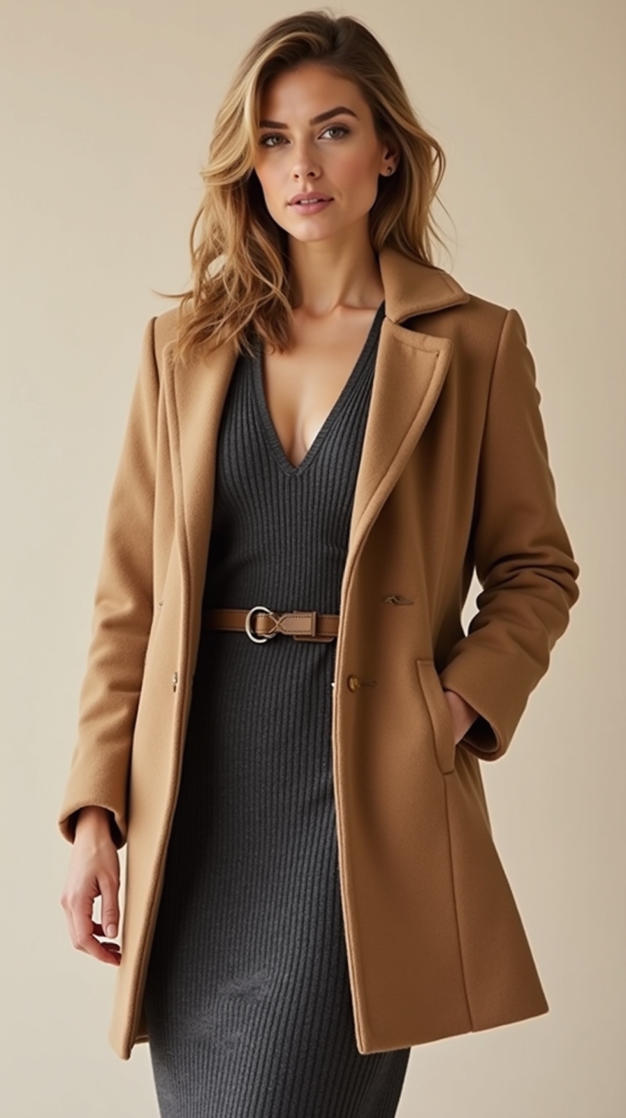 wool wrap coat ensemble