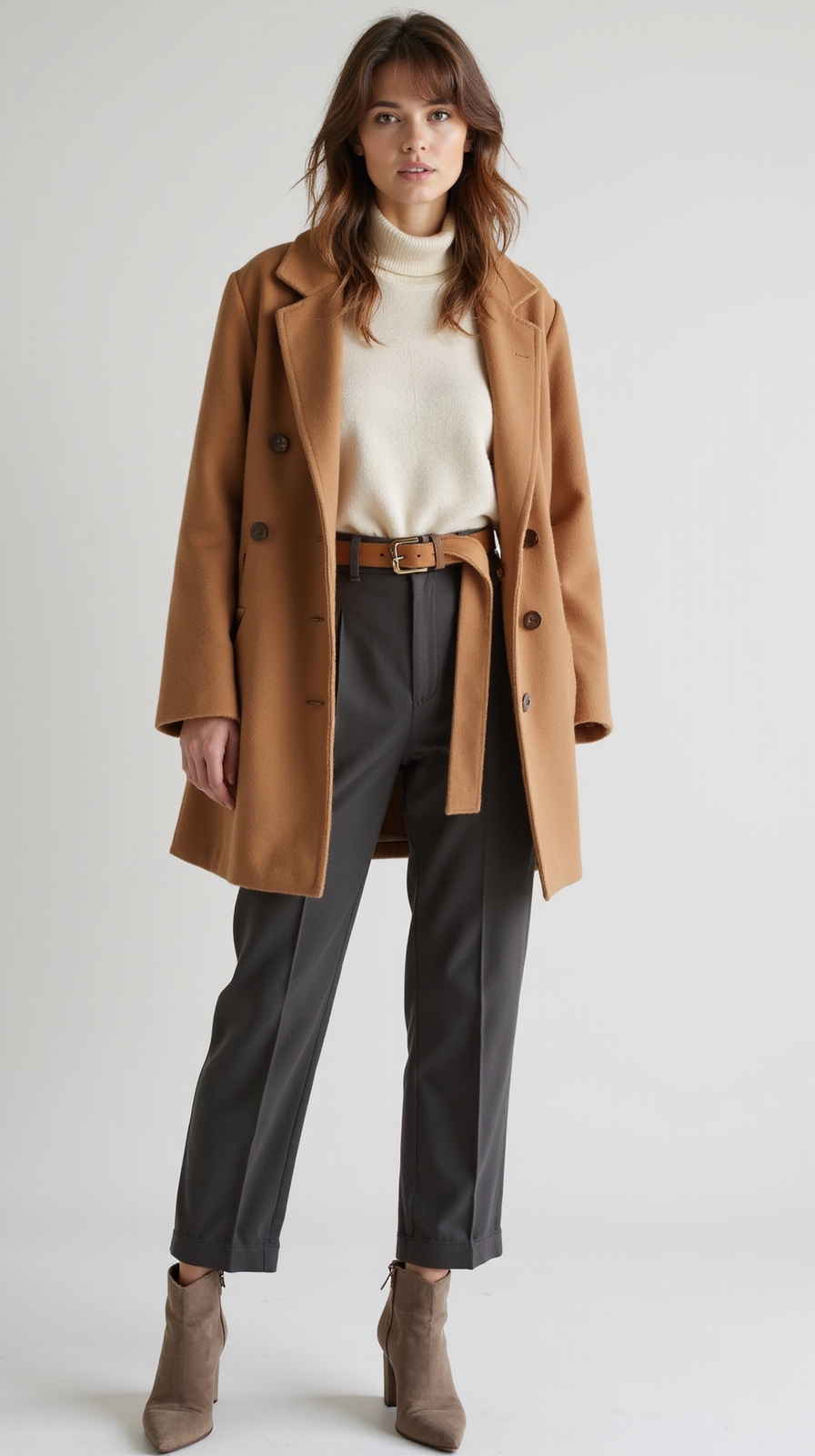 wool wrap coat with booties