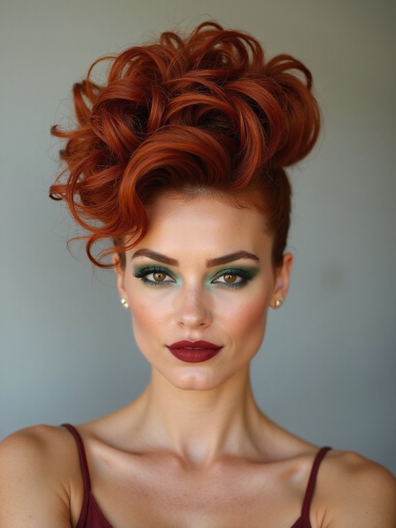 bold curls sculpted upward