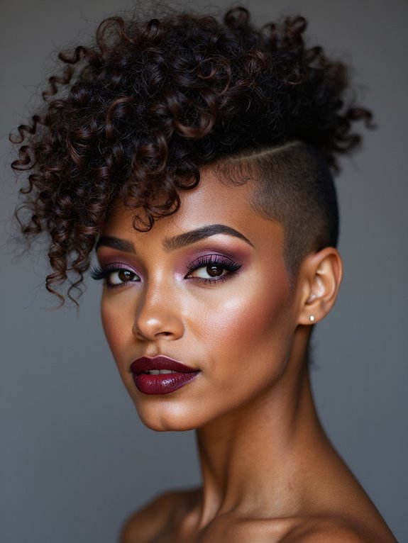 bold shaved sides curly