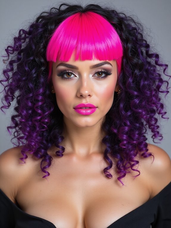 bright bangs two tone curls
