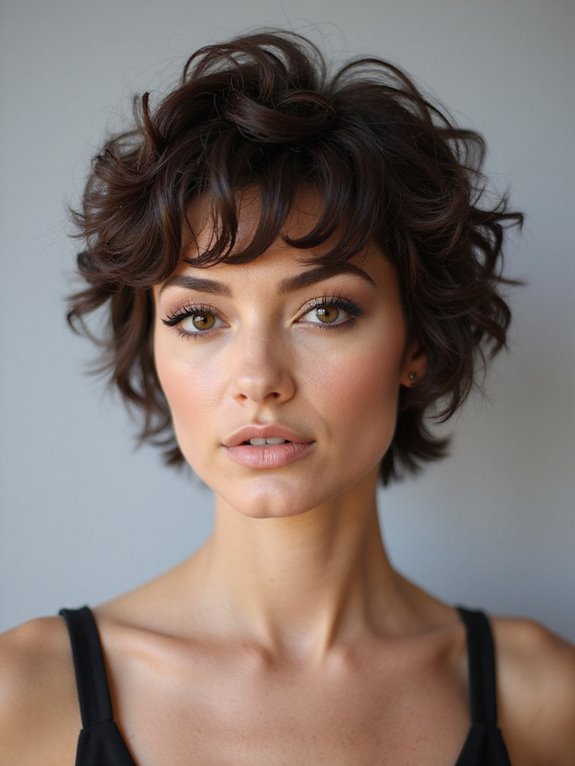 curly pixie with bangs