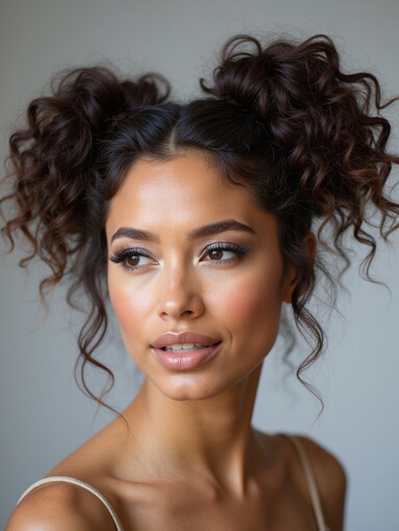double high curly buns