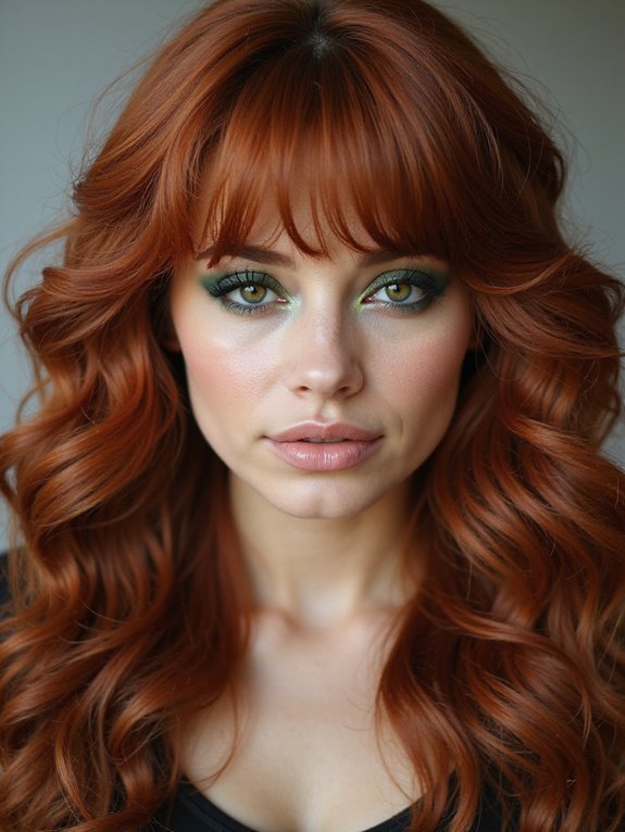 dramatic face framing curly bangs