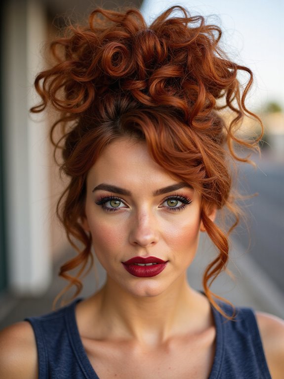 high ponytail with curls