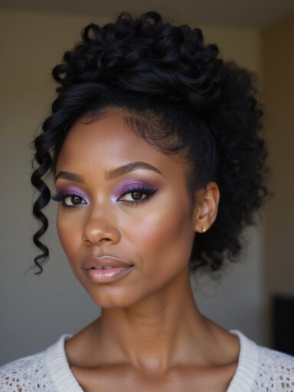 loose high ponytail curls