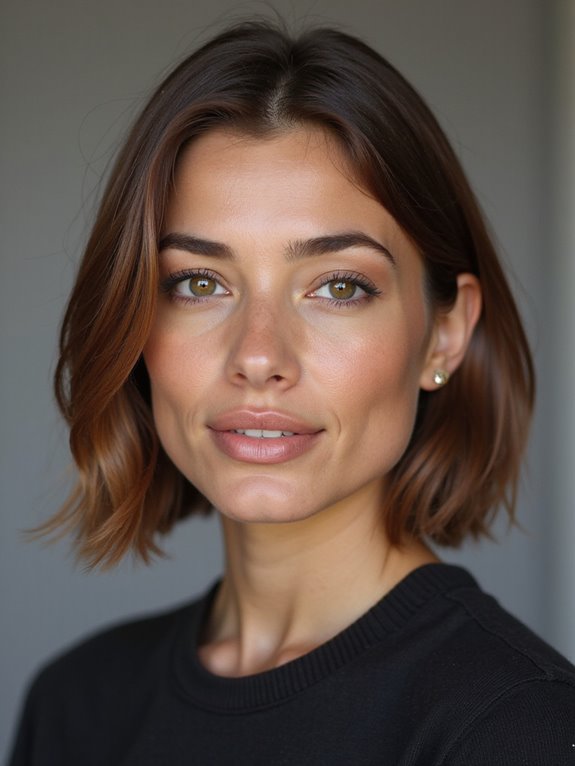 sharp chin length blunt bob