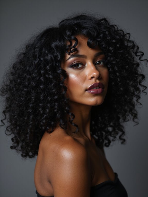 side swept defined curly glamour