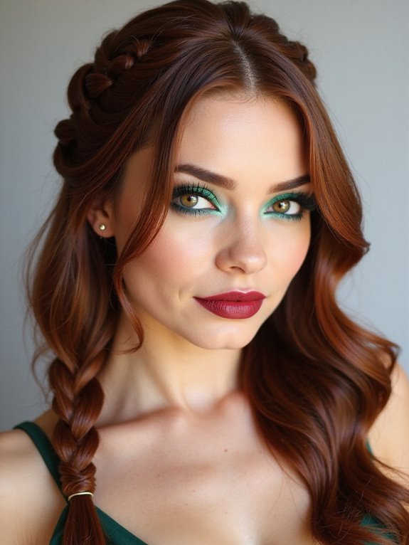 sleek fishtail half up braids