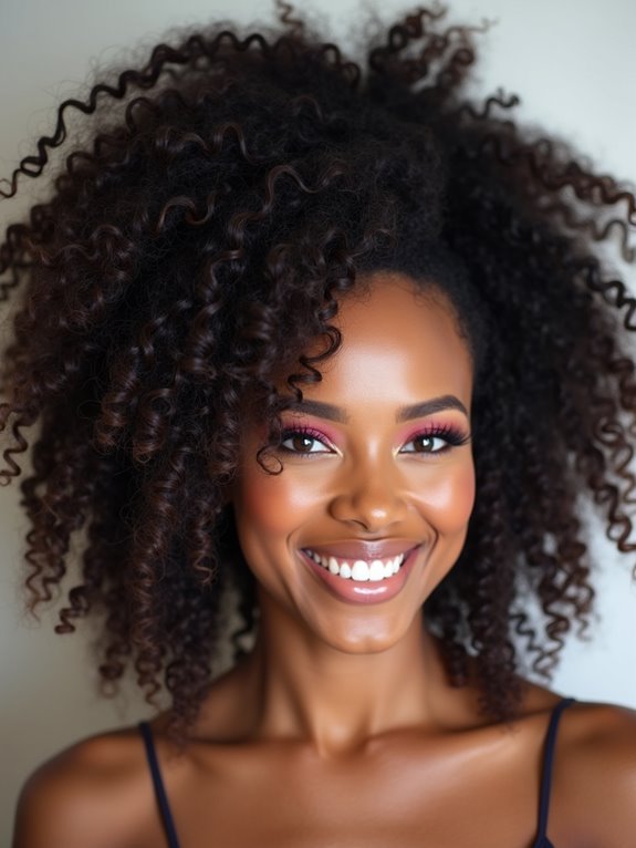 sleek high voluminous curls