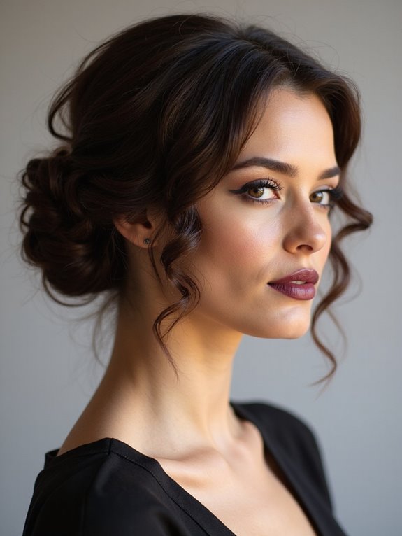 sleek low bun curls