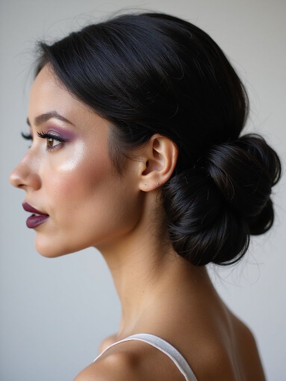 sleek low bun style
