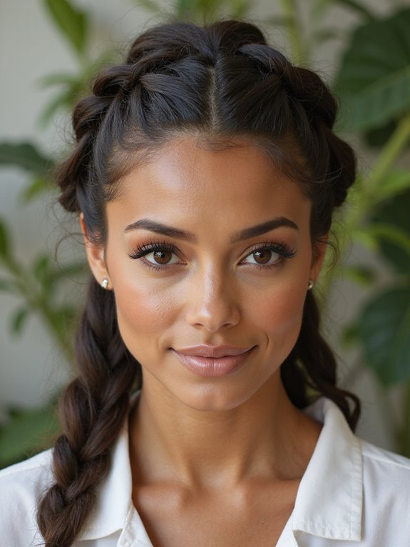 sleek polished braided ponytails