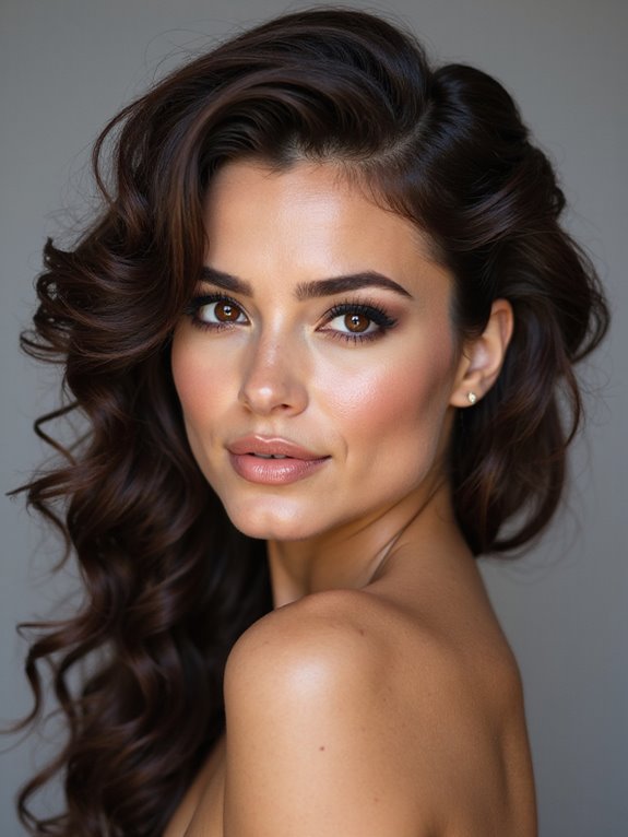 sleek side part twisted ringlets