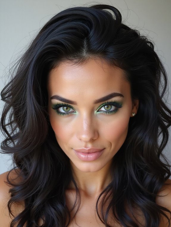 slicked curls with part