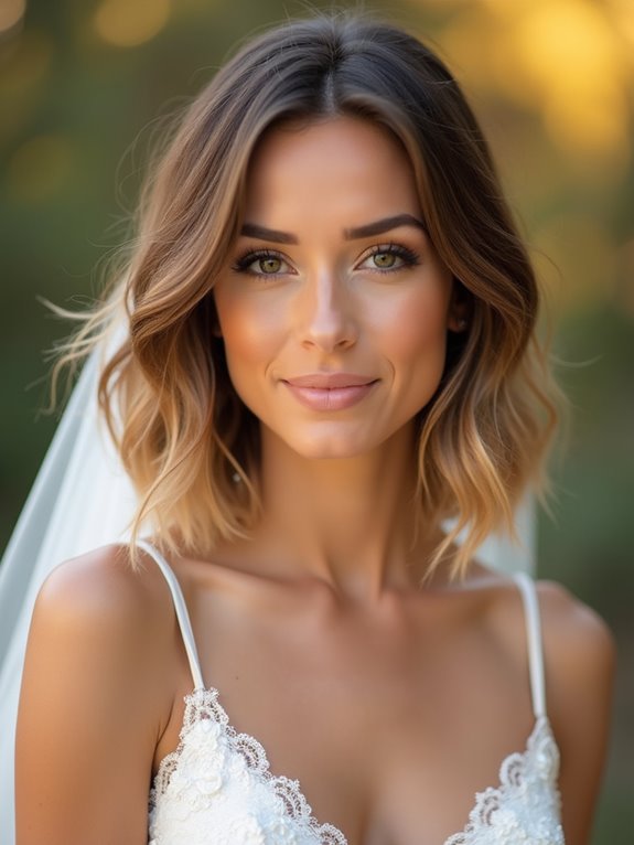 textured cropped lob with veil